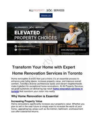 Transform Your Home with Expert Home Renovation Services in Toronto