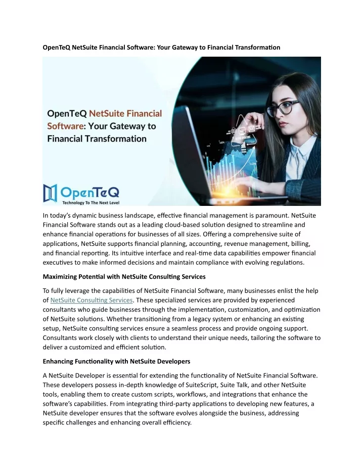 openteq netsuite financial software your gateway