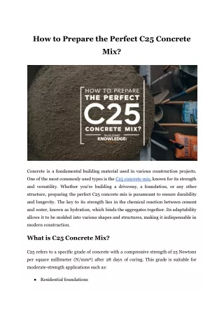 how to prepare the perfect c25 concrete