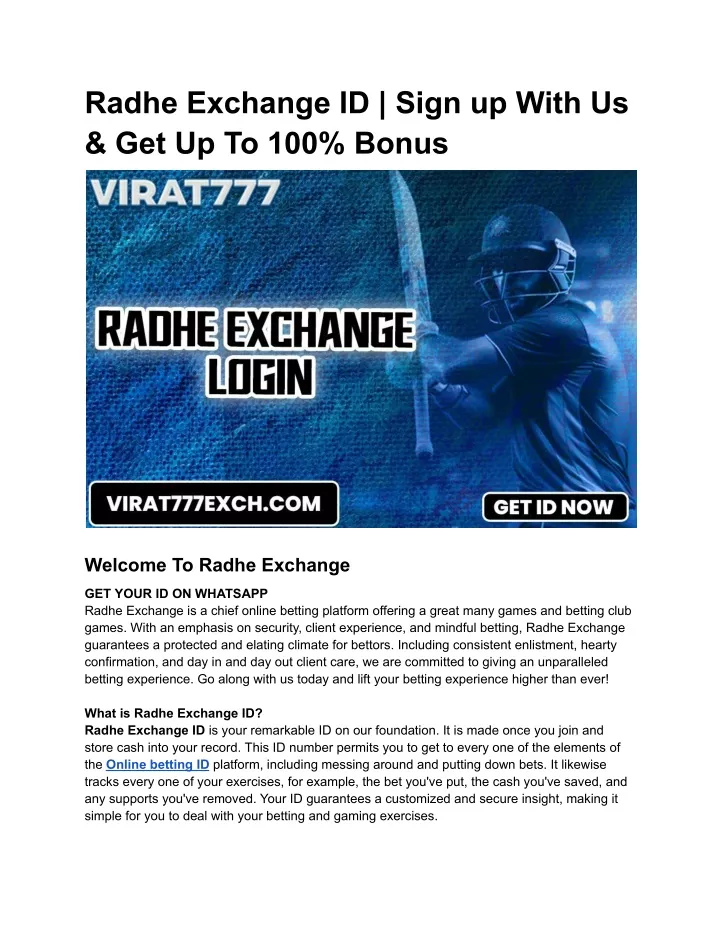 radhe exchange id sign up with