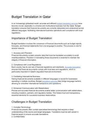 Budget Translation in Qatar