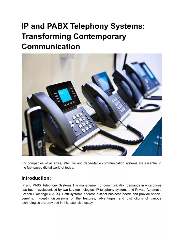 PPT - IP and PABX Telephony Systems_ Transforming Contemporary ...