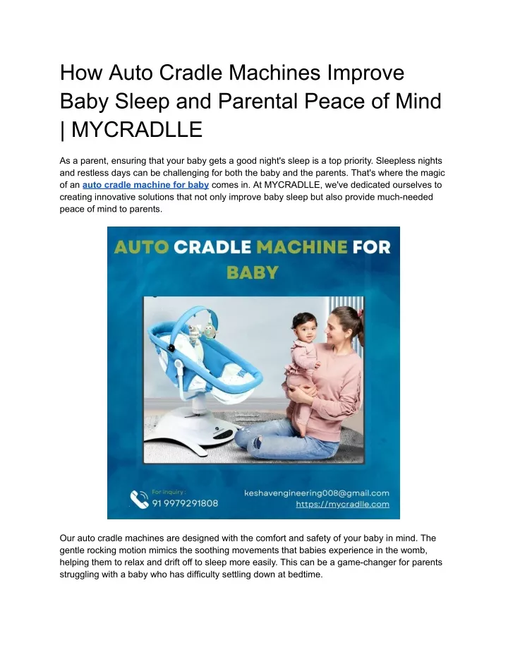 PPT - How Auto Cradle Machines Improve Baby Sleep and Parental Peace of ...