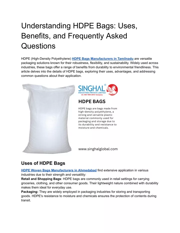 understanding hdpe bags uses benefits