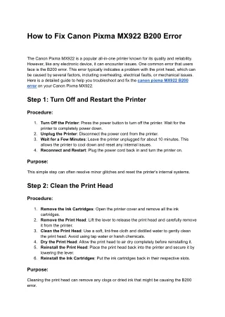 How to Fix Canon Pixma MX922 B200 Error | Resolve Here