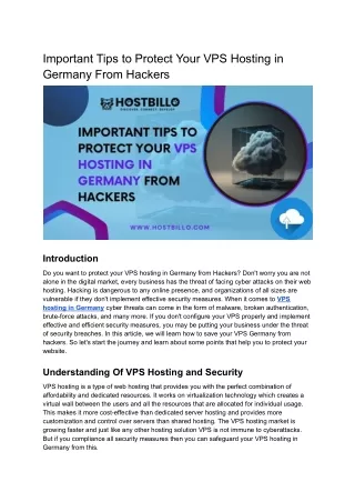 Important Tips to Protect Your VPS Hosting in Germany From Hackers