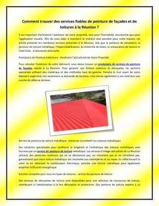 Comment trouver des services fiables de peinture de façades et de toitures à la Réunion