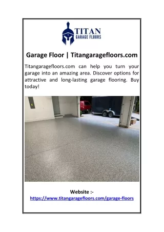 Garage Floor | Titangaragefloors.com