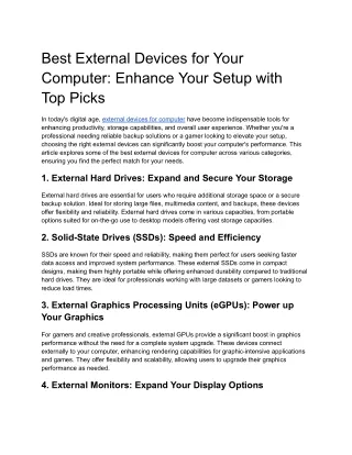 Best External Devices for Your Computer
