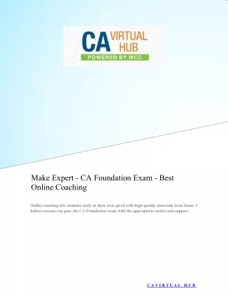 Master the CA Foundation Exam with the Best Online Coaching