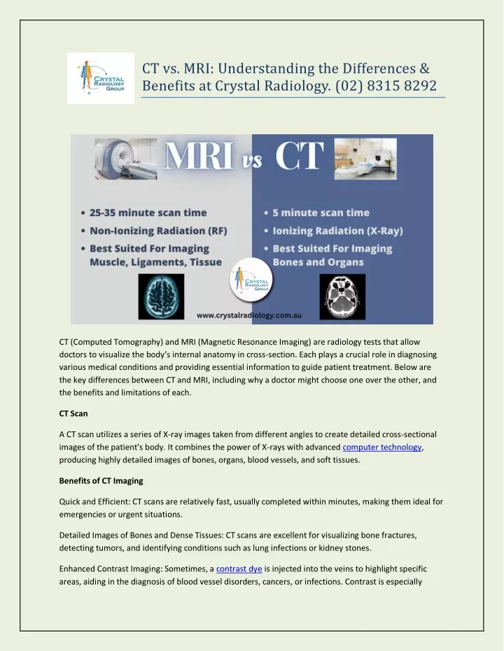 ct vs mri understanding the differences benefits