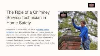 The Role of a Chimney Service Technician in Home Safety