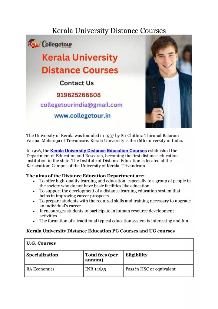 kerala university distance courses