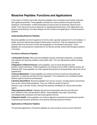 bioactive peptides functions and applications