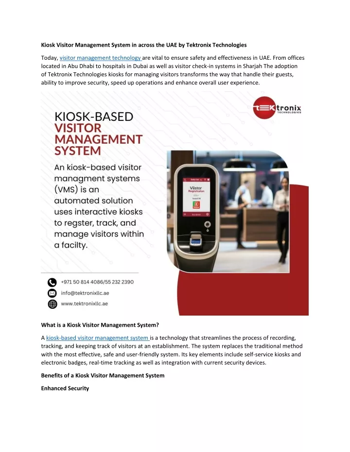 kiosk visitor management system in across