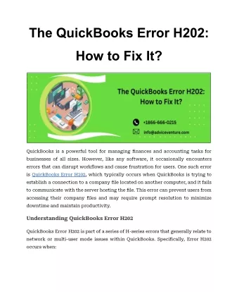 The QuickBooks Error H202_ How to Fix It