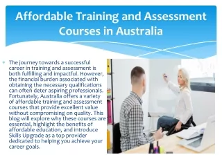 Affordable Training and Assessment Courses in Australia