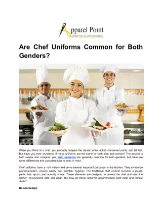 Are Chef Uniforms Common for Both Genders_