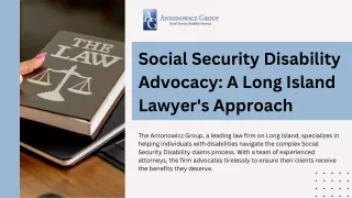 Social Security Disability Advocacy A Long Island Lawyer's Approach