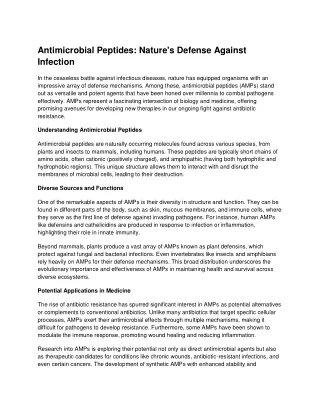 Antimicrobial Peptides_ Nature's Defense Against Infection
