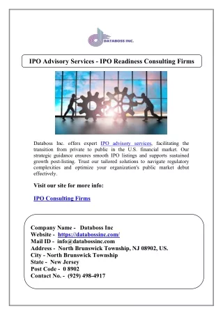 IPO Advisory Services - IPO Readiness Consulting Firms