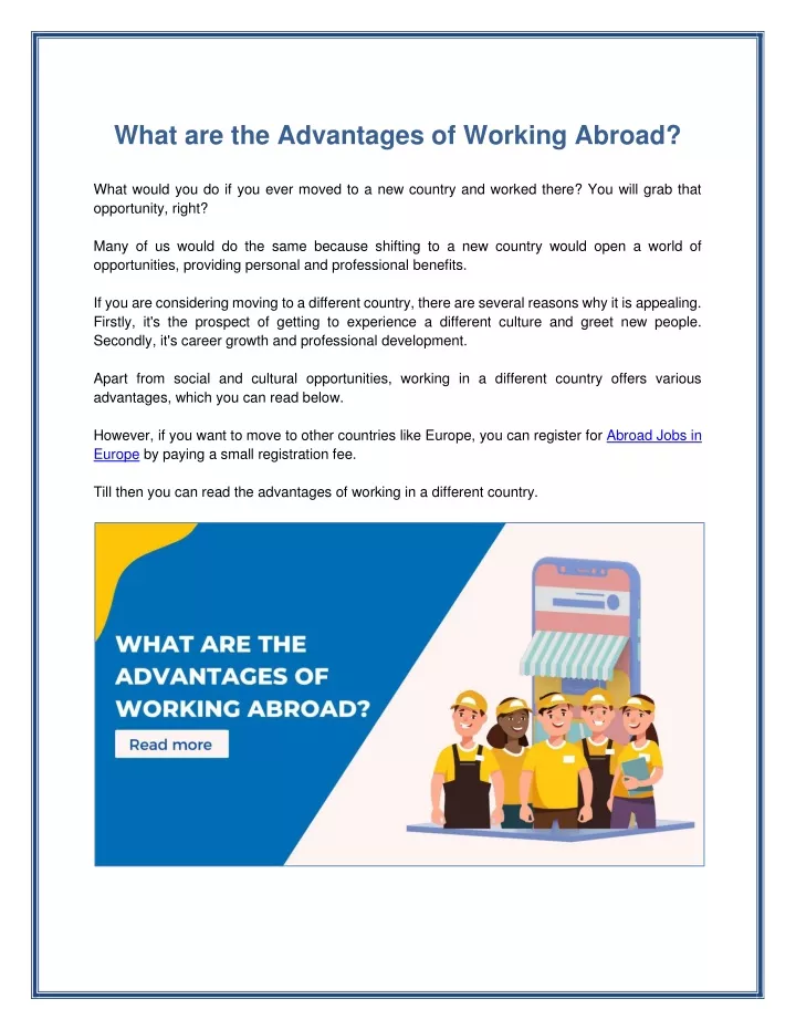 what are the advantages of working abroad