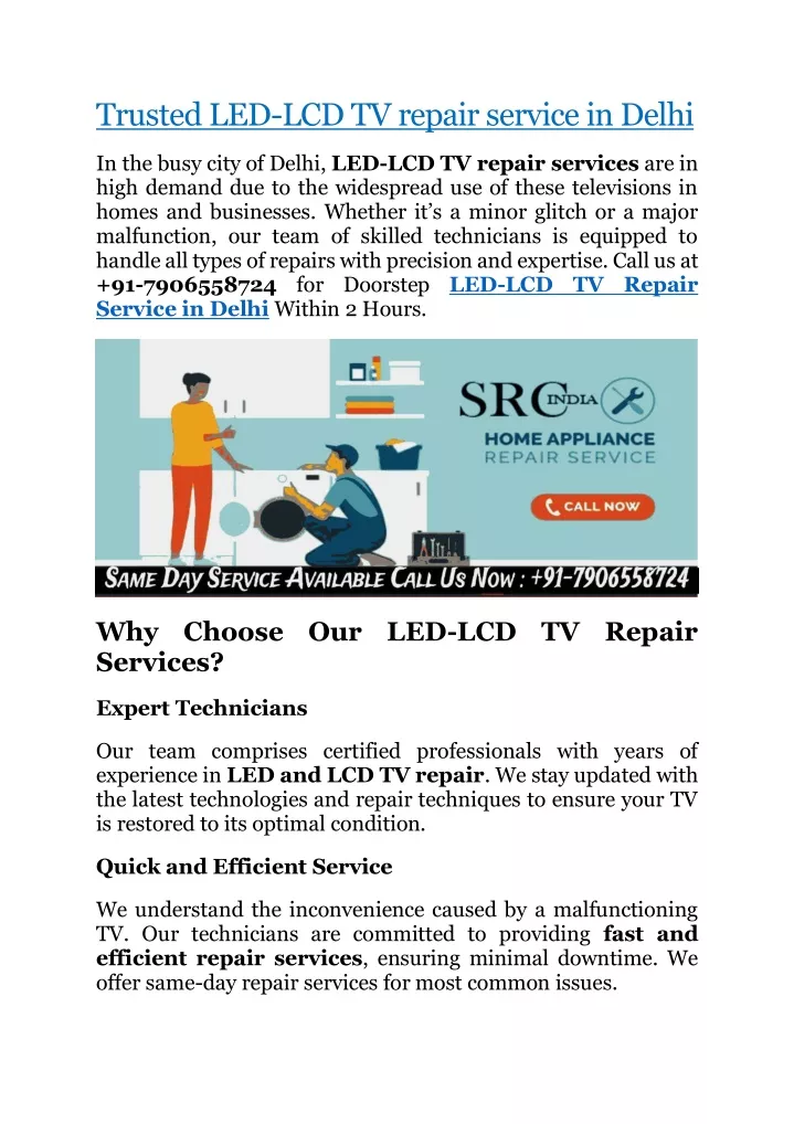 trusted led lcd tv repair service in delhi