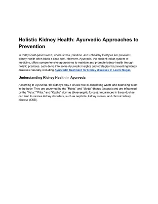 Holistic Kidney Health_ Ayurvedic Approaches to Prevention