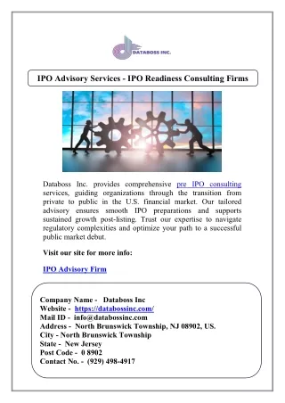 IPO Advisory Services - IPO Readiness Consulting Firms