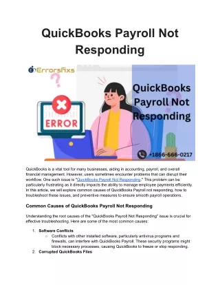 QuickBooks Payroll Not Responding