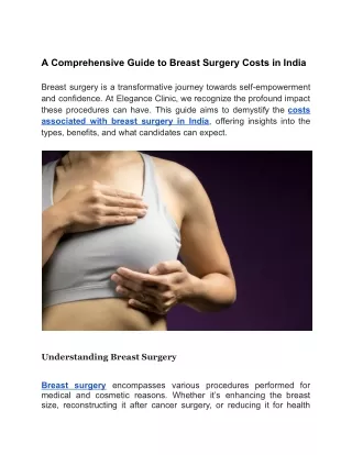 A Comprehensive Guide to Breast Surgery Costs in India