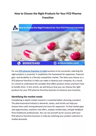 How to Choose the Right Products for Your PCD Pharma Franchise