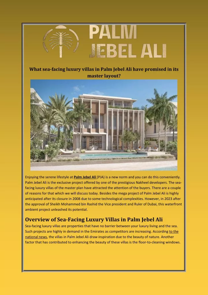 what sea facing luxury villas in palm jebel