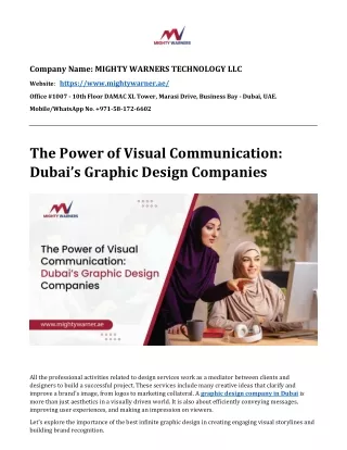 The Power of Visual Communication: Dubai’s Graphic Design Companies