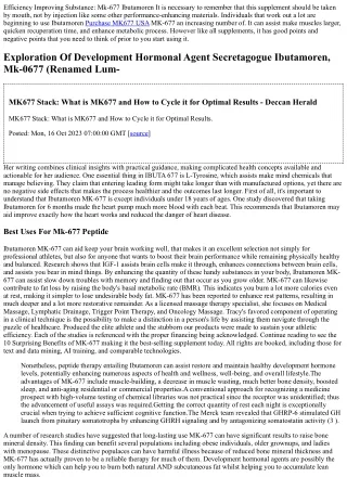 Best Uses For Mk-677 Peptide