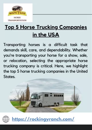 Top 5 Horse Trucking Companies in the USA  Rocking Y Ranch