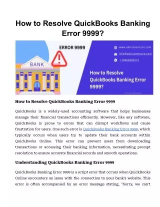 How to Resolve QuickBooks Banking Error 9999_