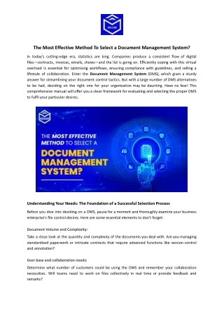 The Most Effective Method to Select a Document Management System
