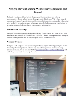 NetPyx: Revolutionizing Website Development in and Beyond