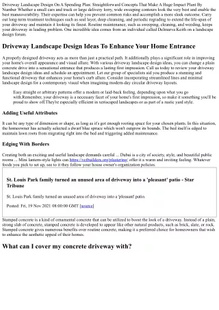 Driveway Landscape Concepts To Change Your Building