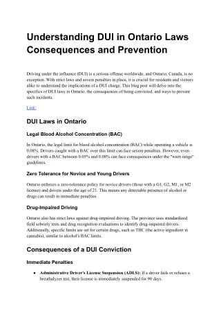 understanding dui in ontario laws consequences