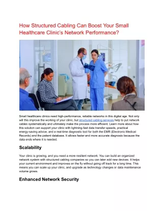 How Structured Cabling Can Boost Your Small Healthcare Clinic’s Network Performa