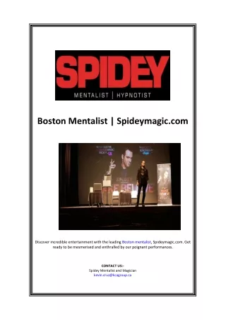 Boston Mentalist | Spideymagic.com
