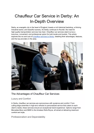 Chauffeur Car Service in Derby_ An In-Depth Overview