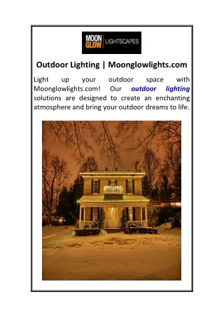 Outdoor Lighting  Moonglowlights.com