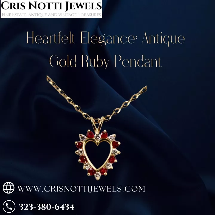 heartfelt elegance antique gold ruby pendant