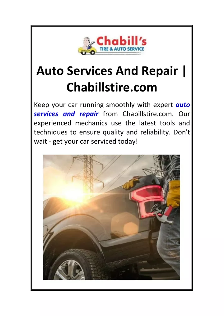 auto services and repair chabillstire com