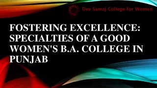 Fostering Excellence Specialties of a Good Women's B.A. College in Punjab
