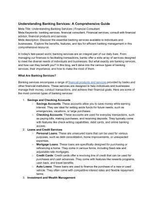 understanding banking services a comprehensive