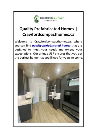 Quality Prefabricated Homes Crawfordcompacthomes.ca